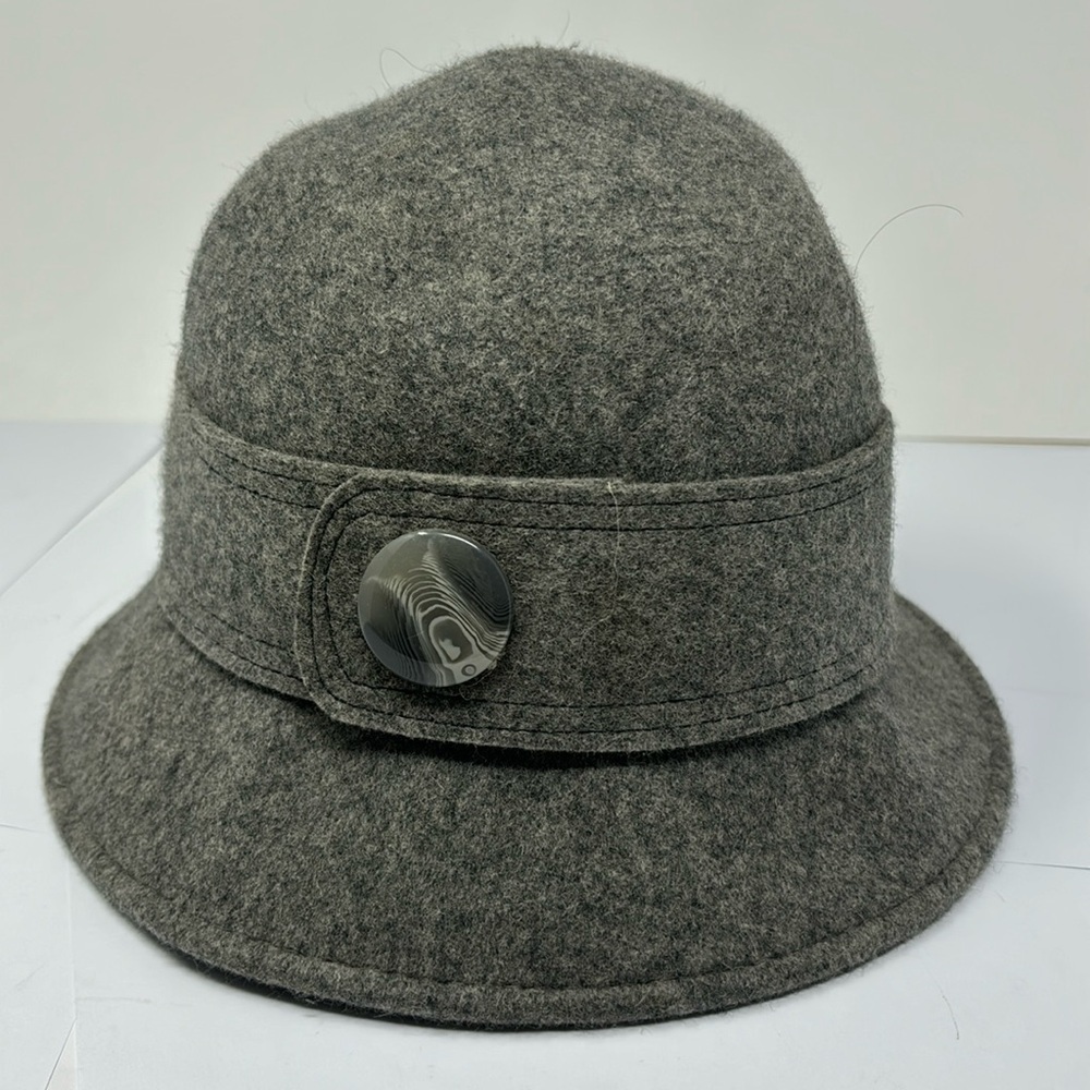 1920s style winter hat, grey, 100% wool RN17730